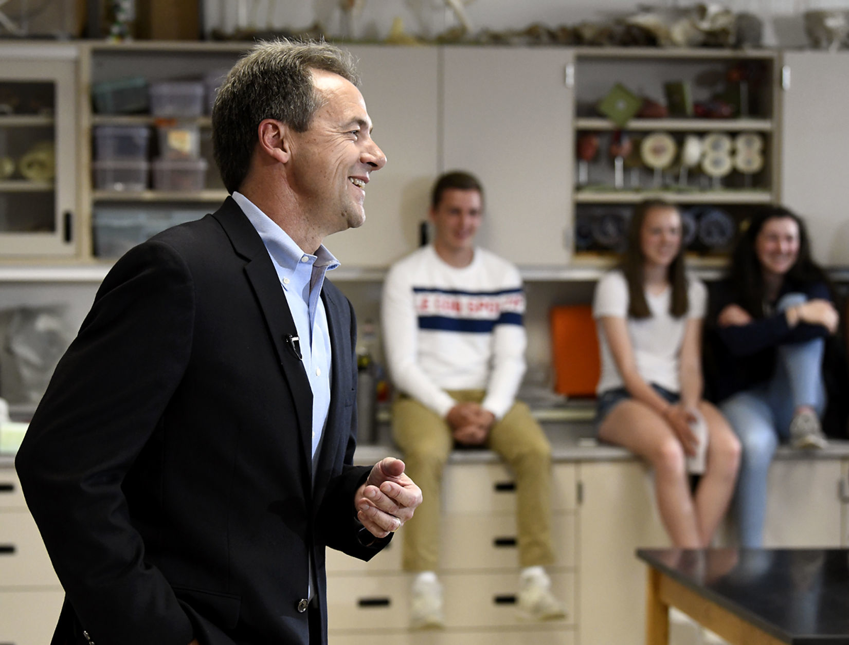 Gov. Steve Bullock jokes with the crowd